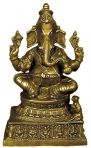 Brass Ganesh with four arms 17.5"